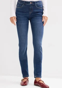 bonprix Kurzgrößen|Bekleidung·Shirts & Tops^Skinny Jeans Mid Waist, Bio Baumwolle dunkelblau denim used
