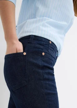 bonprix Jeans|Kurzgrößen^Skinny Jeans Mid Waist, Bio Baumwolle tiefblau denim ungewaschen