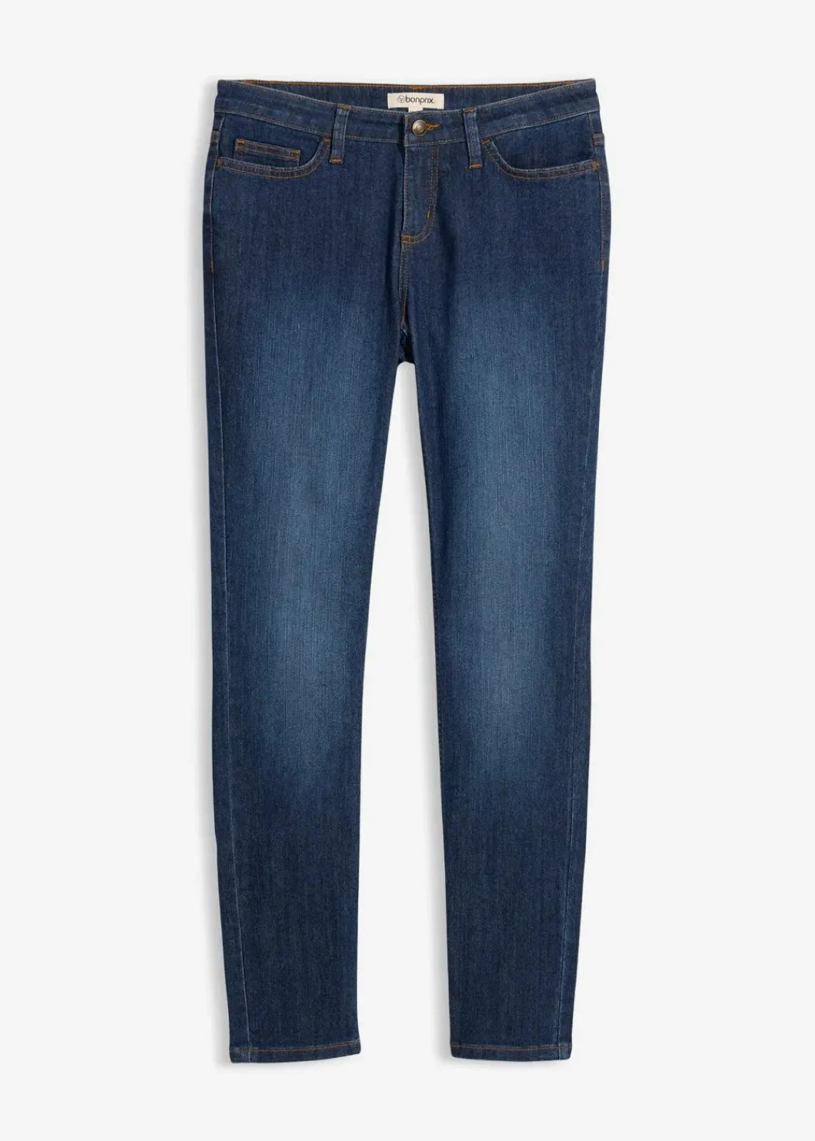 bonprix Jeans|Kurzgrößen^Skinny Jeans Mid Waist, Stretch dunkelblau used