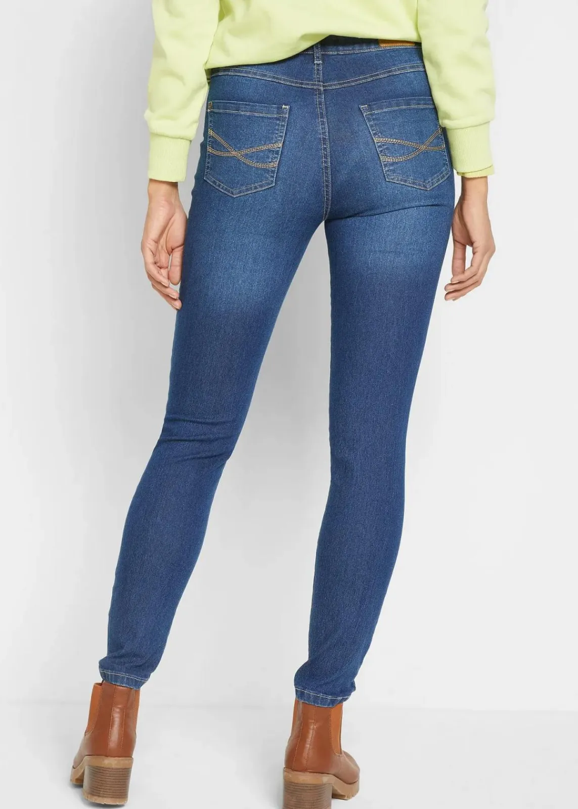 bonprix Jeans|Bekleidung·Shirts & Tops^Skinny Jeans Mid Waist, Stretch blau denim used