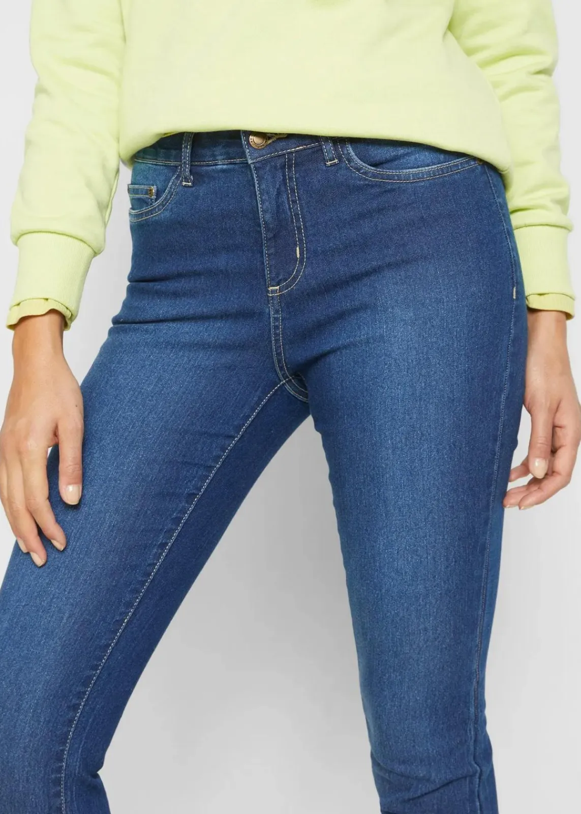 bonprix Jeans|Bekleidung·Shirts & Tops^Skinny Jeans Mid Waist, Stretch blau denim used