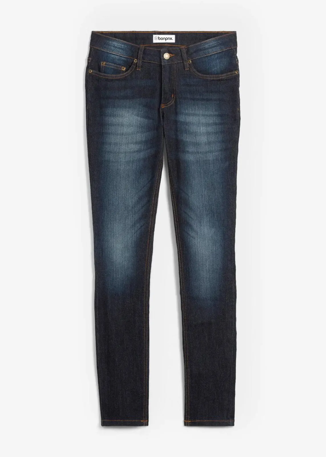 bonprix Jeans|Kurzgrößen^Skinny Jeans Mid Waist, Stretch dunkelblau used