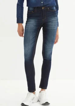 bonprix Jeans|Kurzgrößen^Skinny Jeans Mid Waist, Stretch dunkelblau used