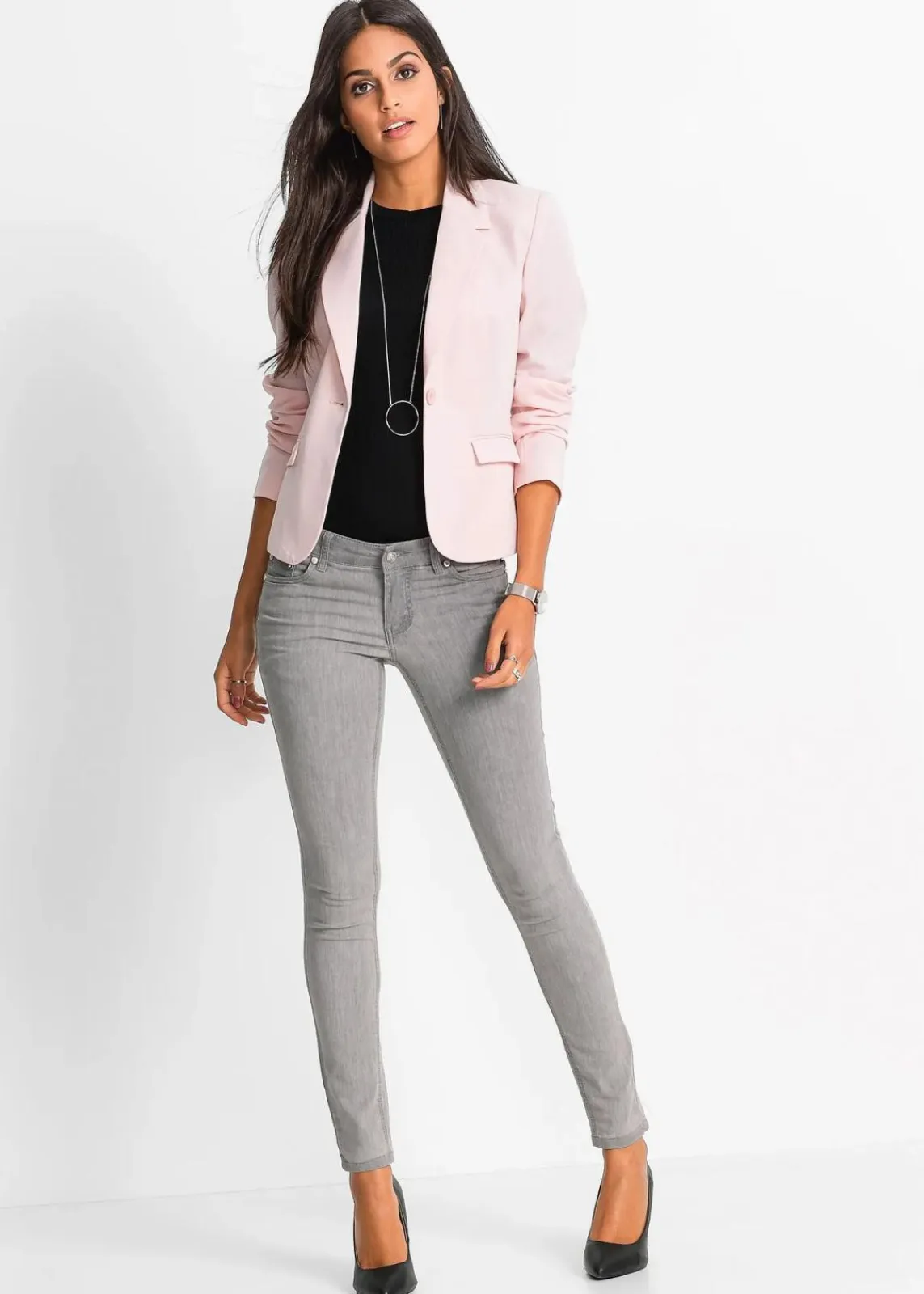 bonprix Jeans^Skinny Jeans Mid Waist, Stretch hellgrau denim