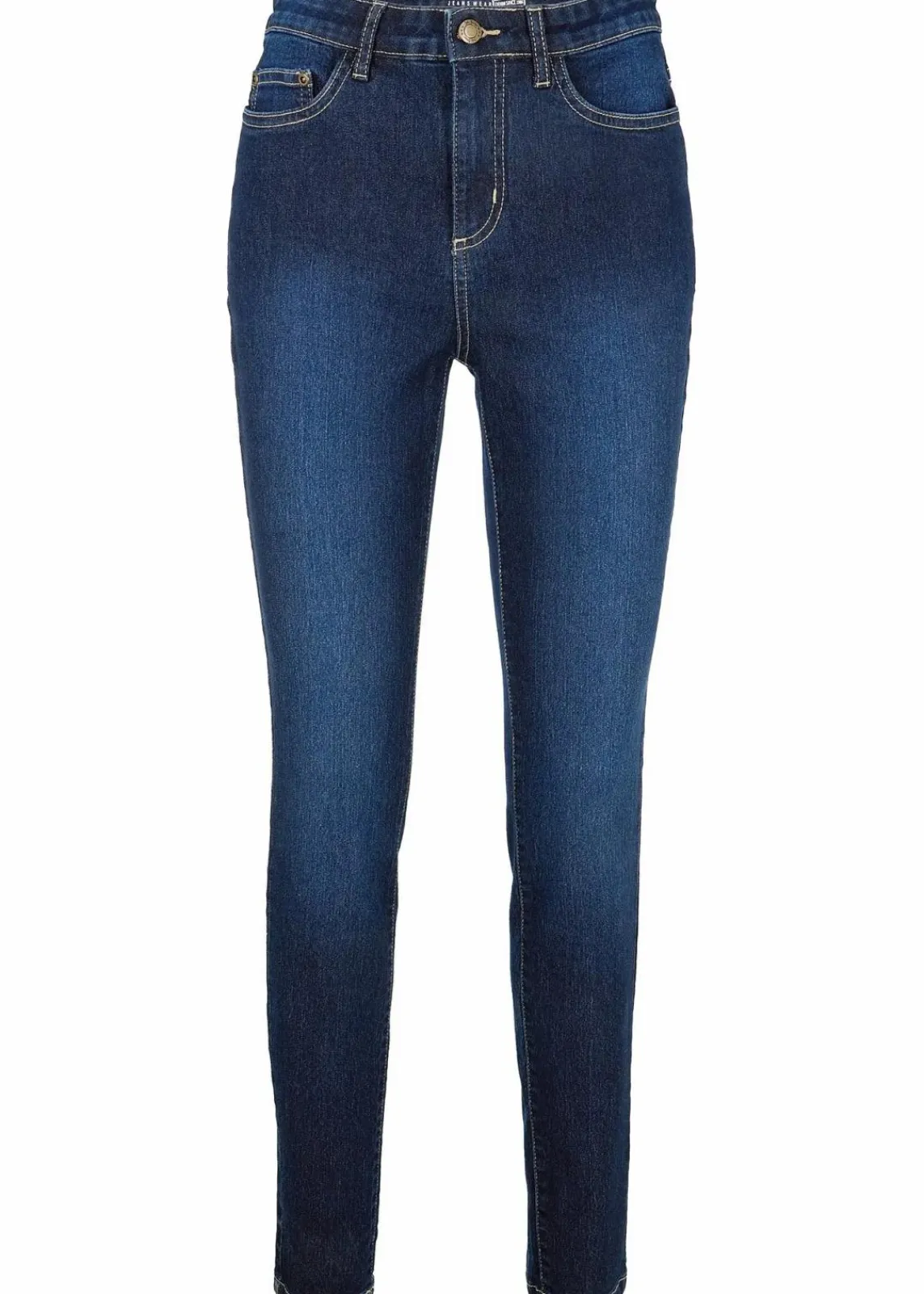 bonprix Bekleidung·Shirts & Tops|Jeans^Skinny Jeans Mid Waist, Stretch dunkelblau denim used