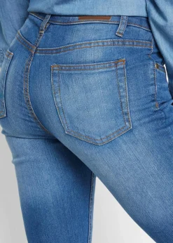 bonprix Jeans|Kurzgrößen^Skinny Jeans Mid Waist, Stretch blau used