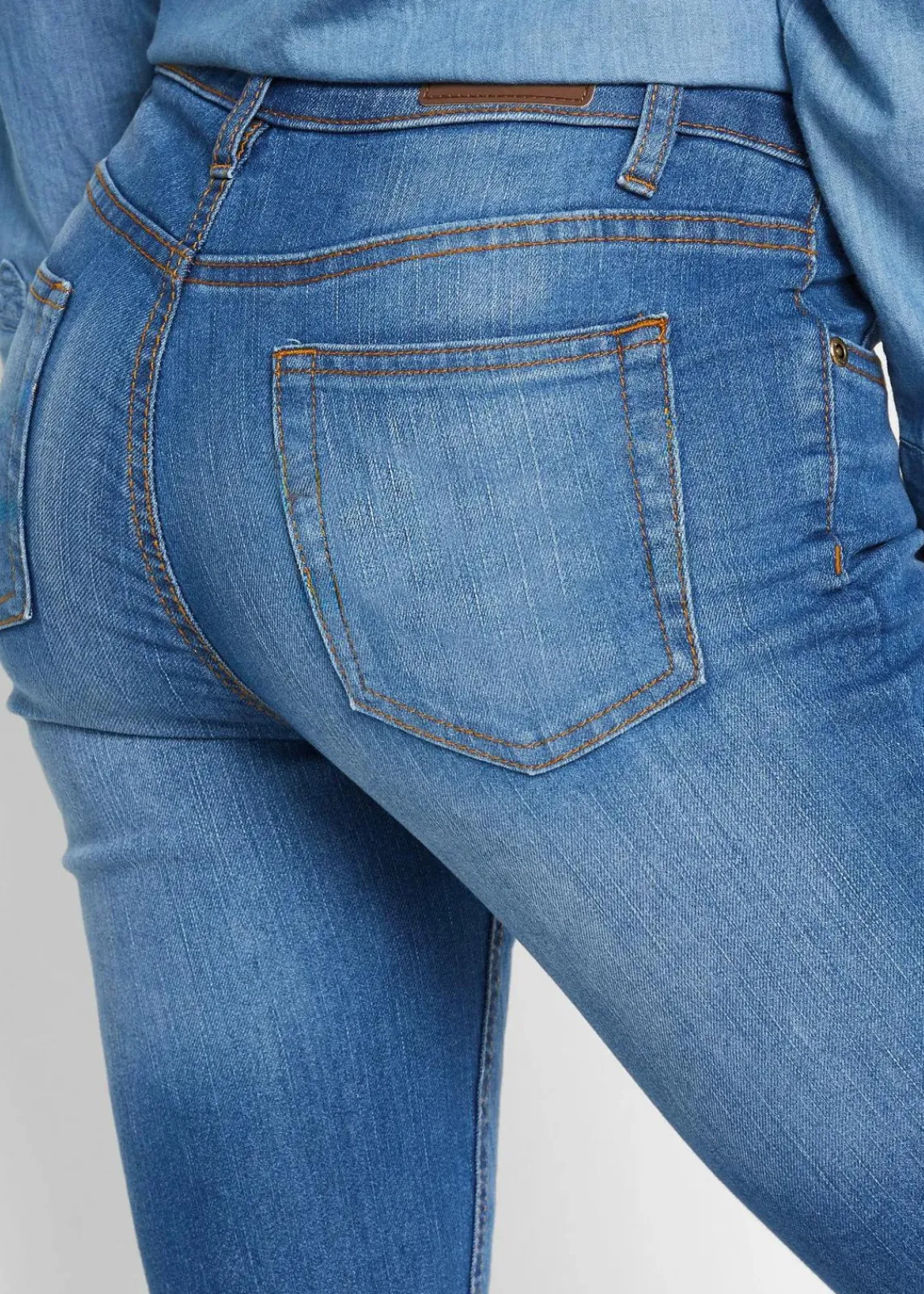 bonprix Jeans|Kurzgrößen^Skinny Jeans Mid Waist, Stretch blau used