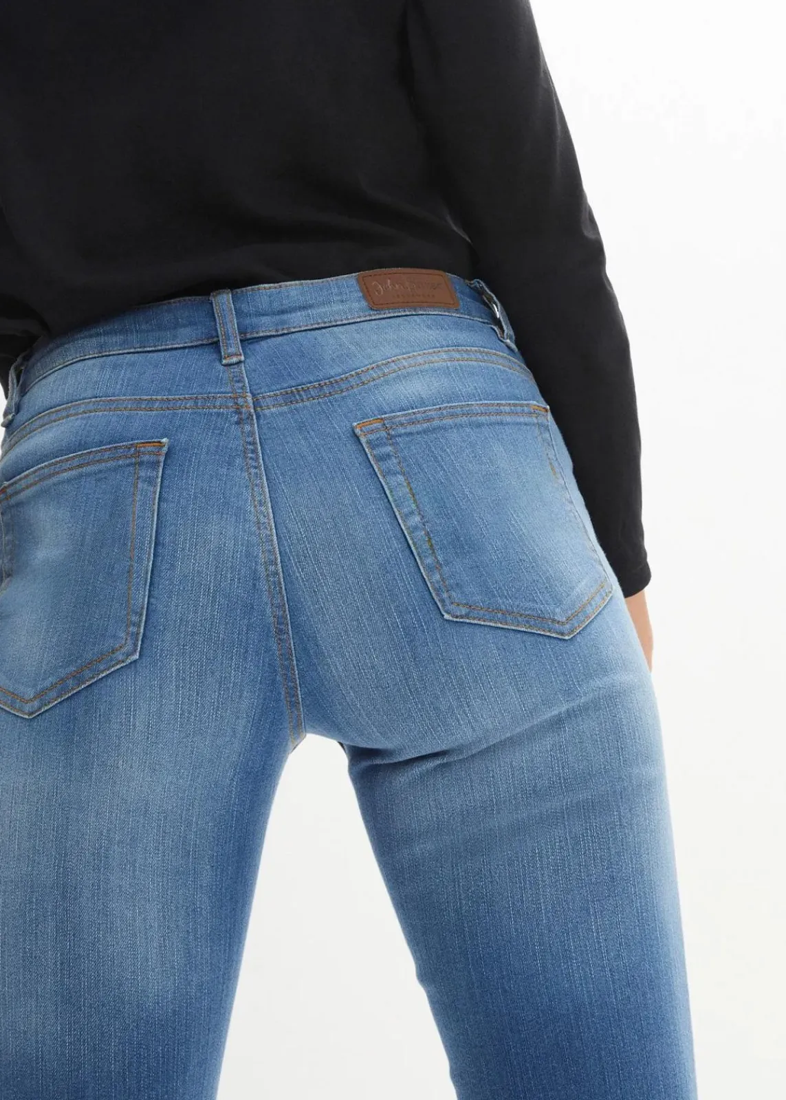 bonprix Jeans|Kurzgrößen^Skinny Jeans Mid Waist, Stretch blau used