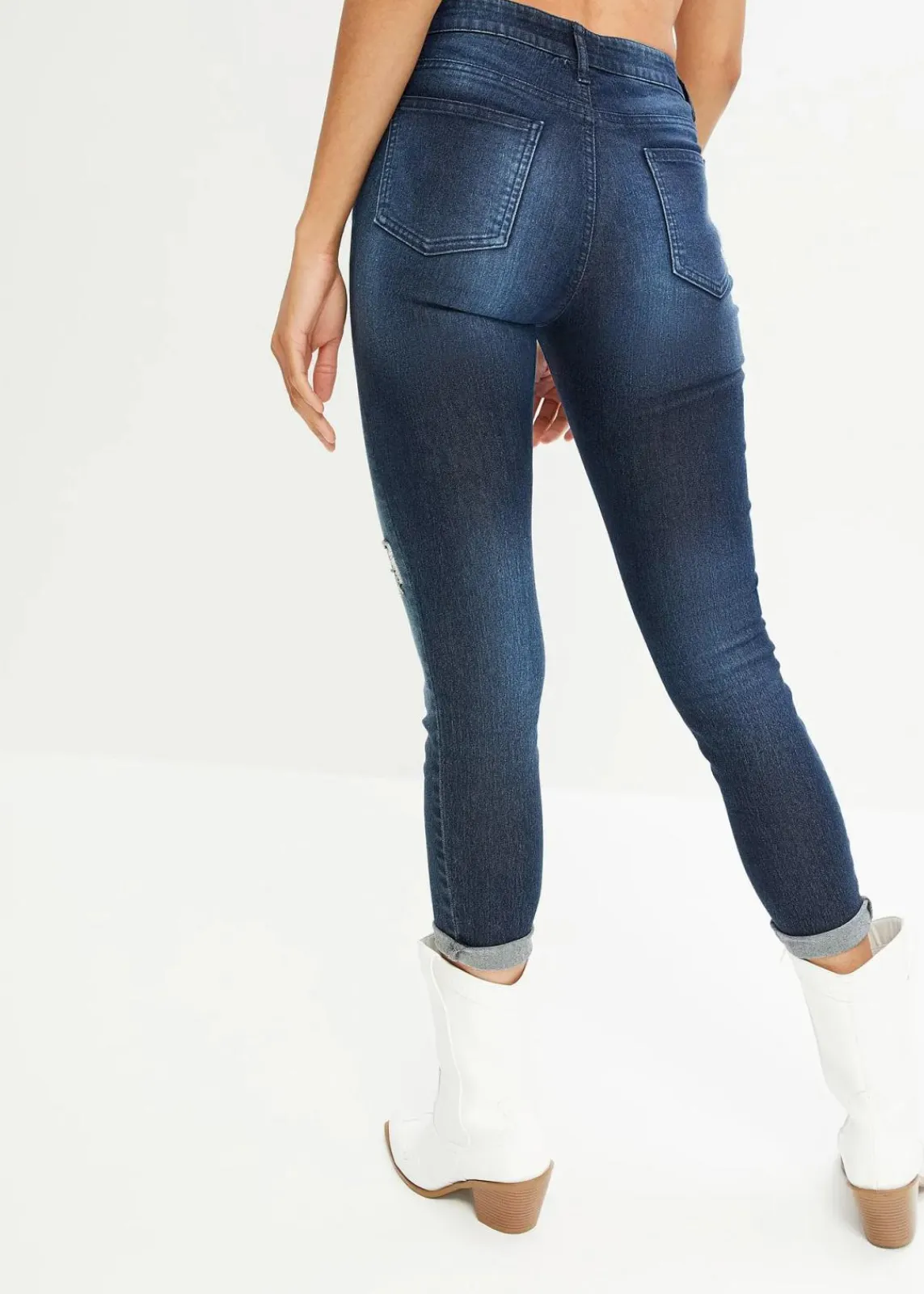 bonprix Bekleidung·Shirts & Tops|Jeans^Skinny Jeans Mid Waist, Stretch dunkelblau denim