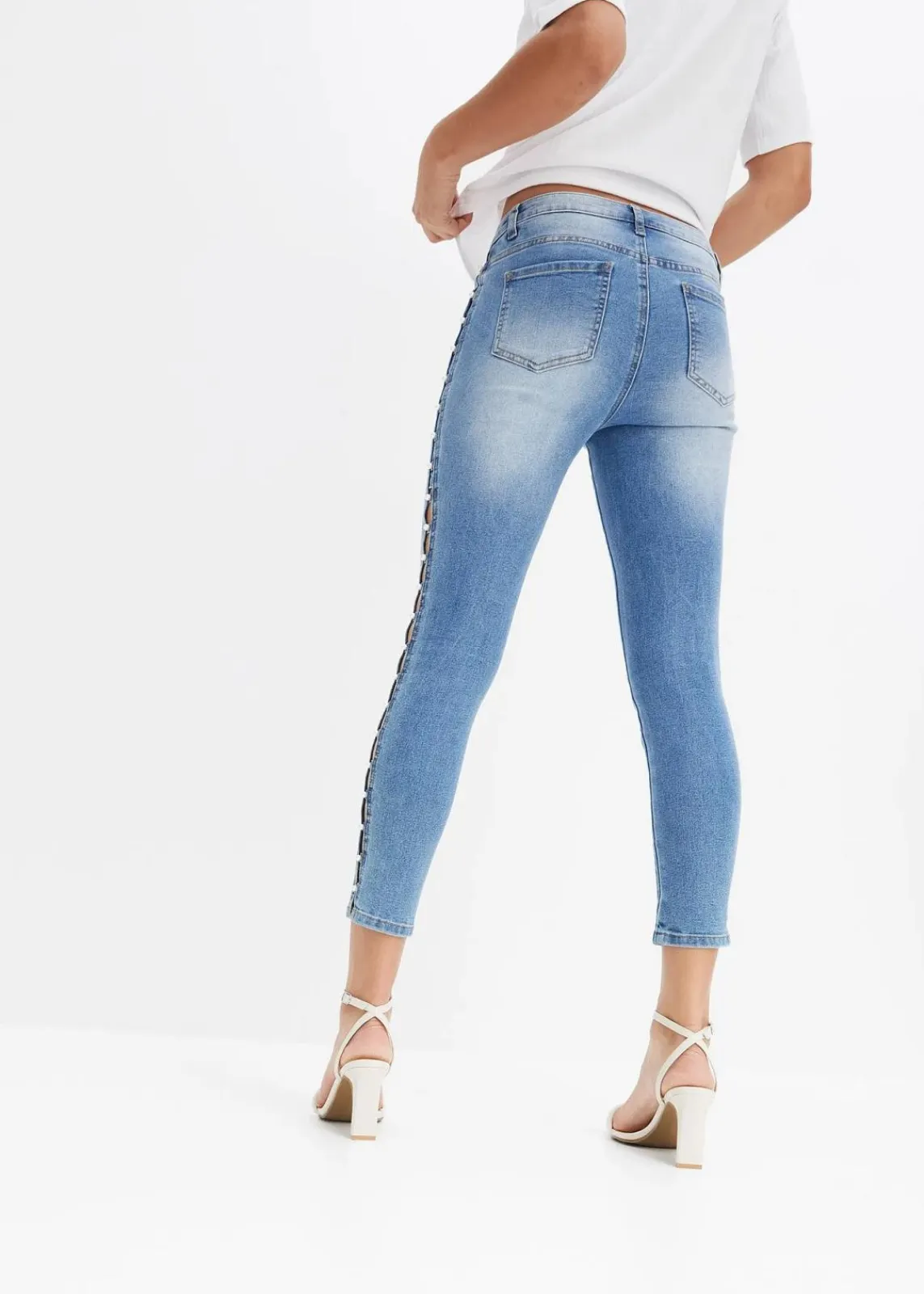 bonprix Bekleidung·Shirts & Tops|Jeans^Skinny Jeans Mid Waist, Stretch blau denim