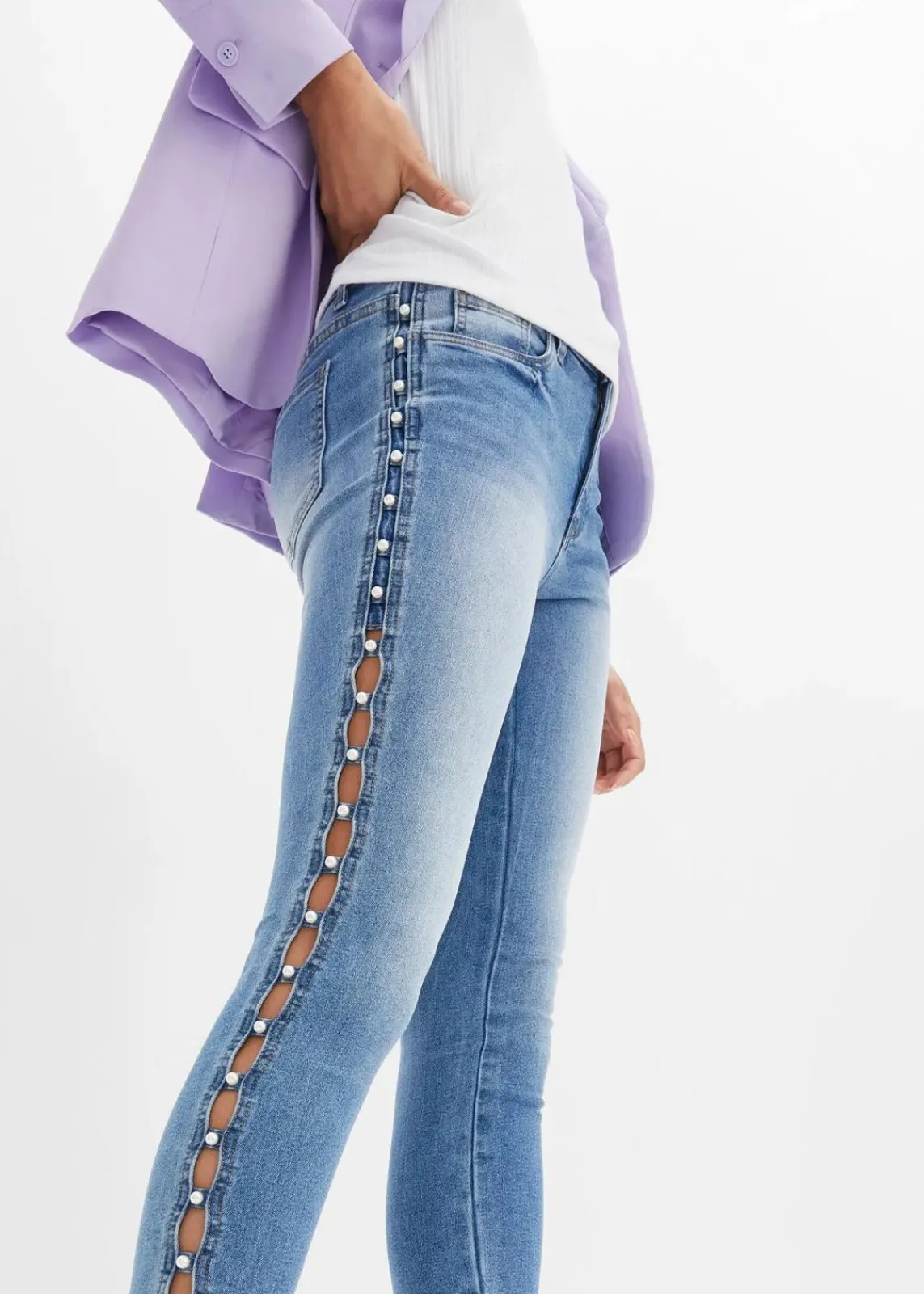 bonprix Bekleidung·Shirts & Tops|Jeans^Skinny Jeans Mid Waist, Stretch blau denim