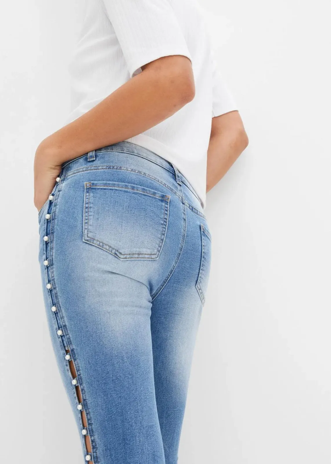 bonprix Bekleidung·Shirts & Tops|Jeans^Skinny Jeans Mid Waist, Stretch blau denim