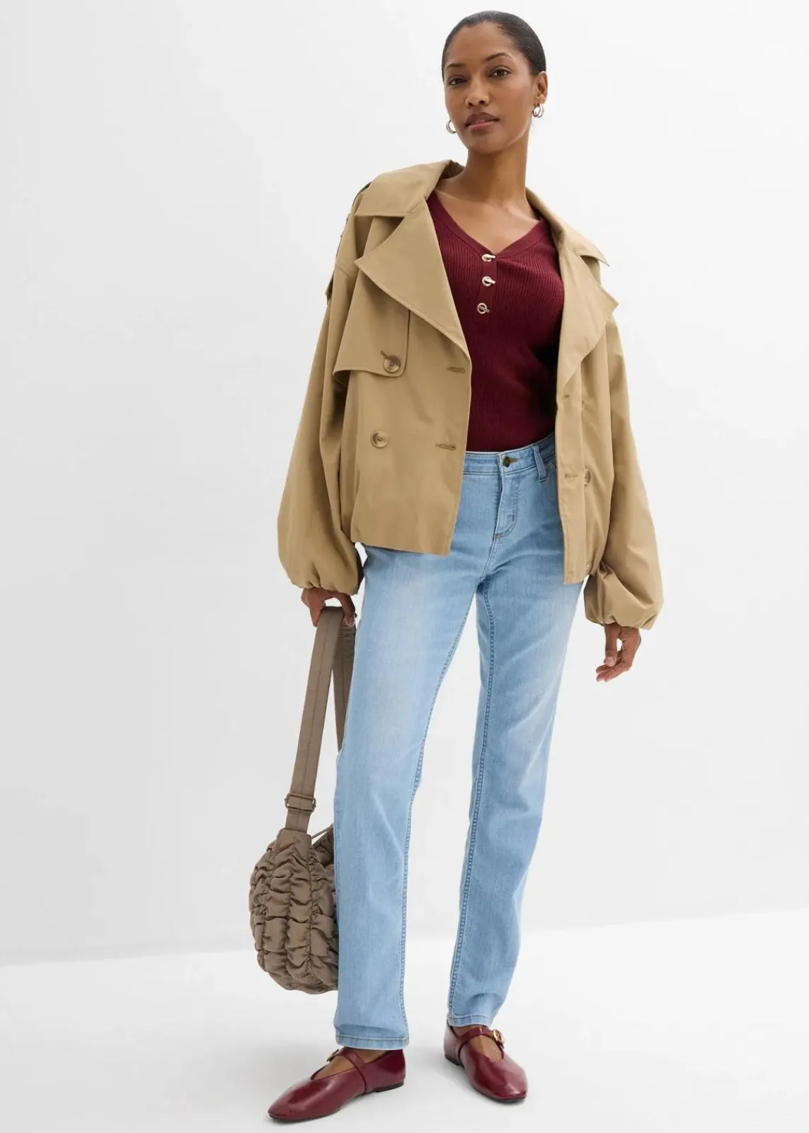 bonprix Jeans|Kurzgrößen^Skinny Jeans Mid Waist, Stretch hellblau used