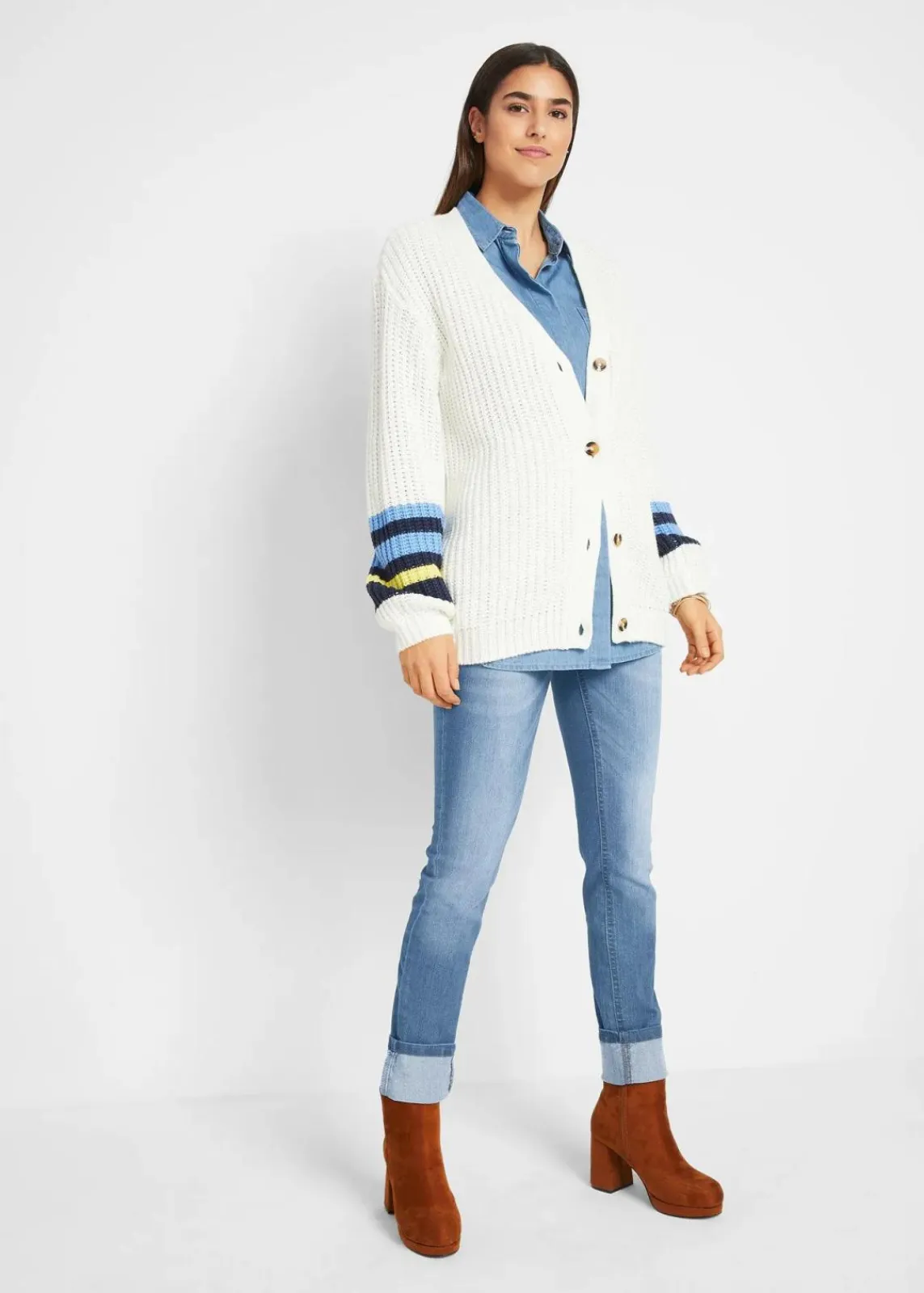 bonprix Jeans|Kurzgrößen^Skinny Jeans Mid Waist, Stretch hellblau used