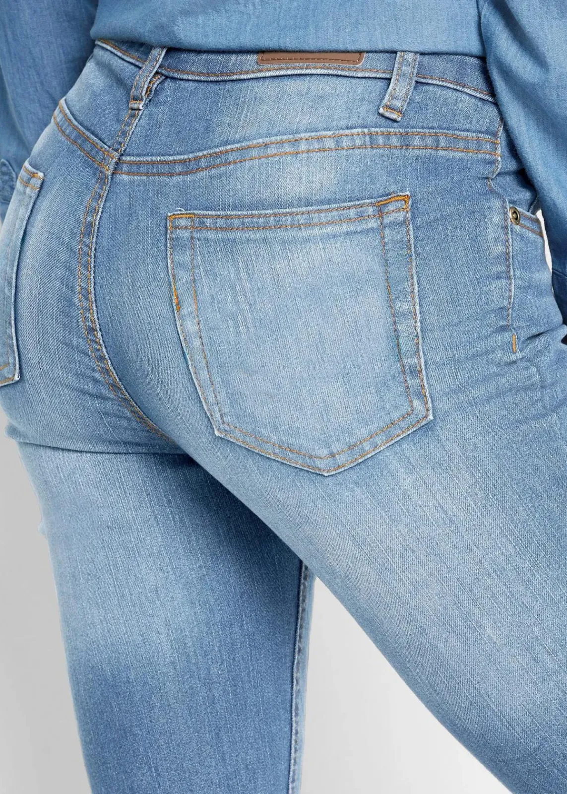 bonprix Jeans|Kurzgrößen^Skinny Jeans Mid Waist, Stretch hellblau used