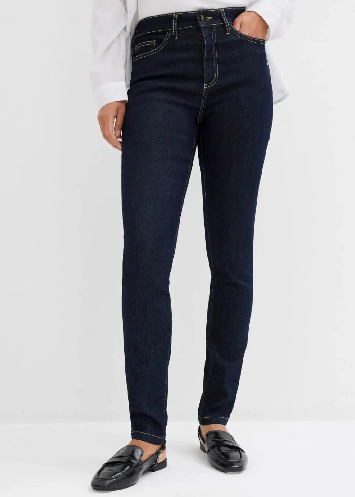 bonprix Jeans|Bekleidung·Shirts & Tops^Skinny Jeans Mid Waist, Stretch tiefblau denim ungewaschen
