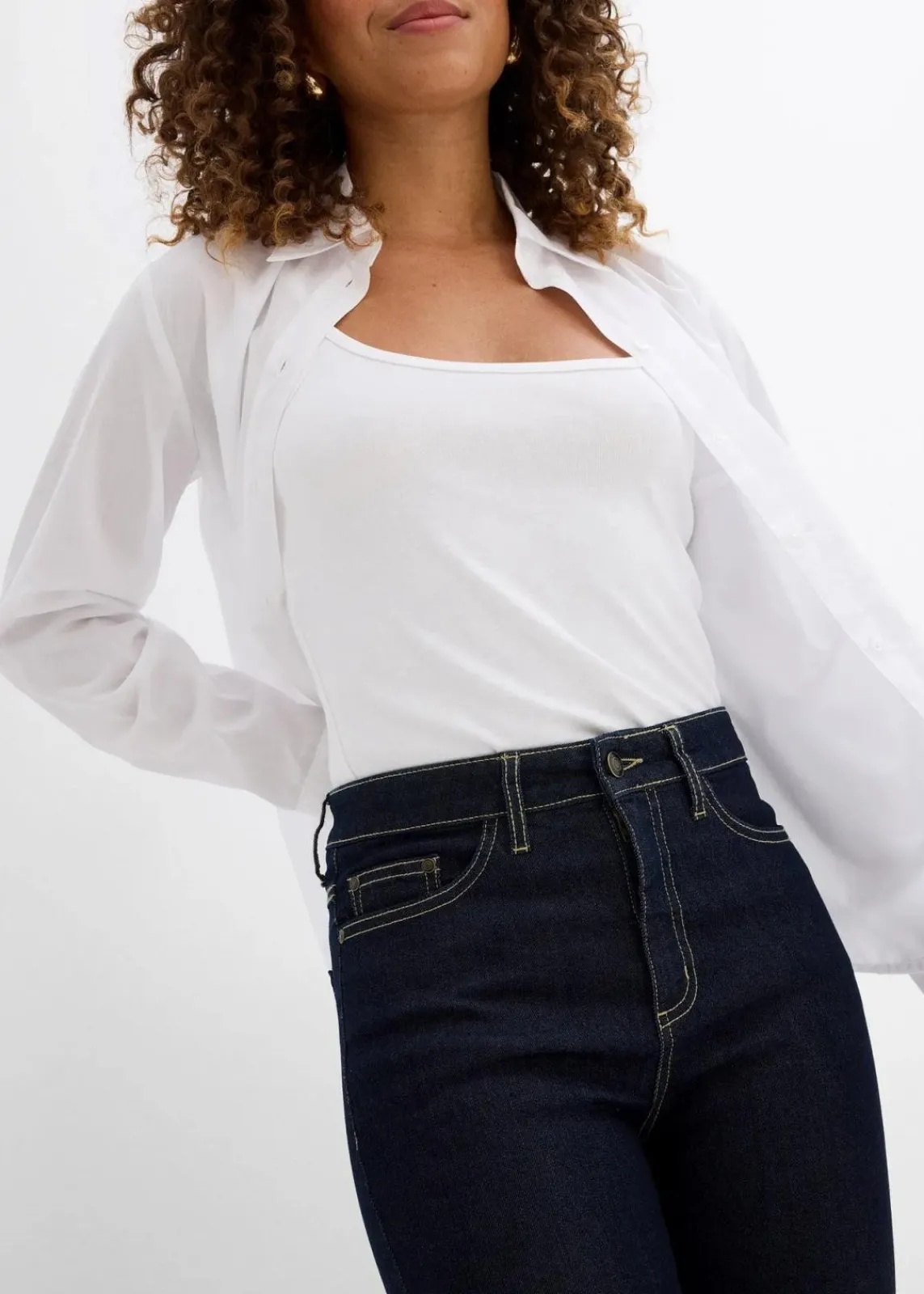 bonprix Jeans|Bekleidung·Shirts & Tops^Skinny Jeans Mid Waist, Stretch tiefblau denim ungewaschen
