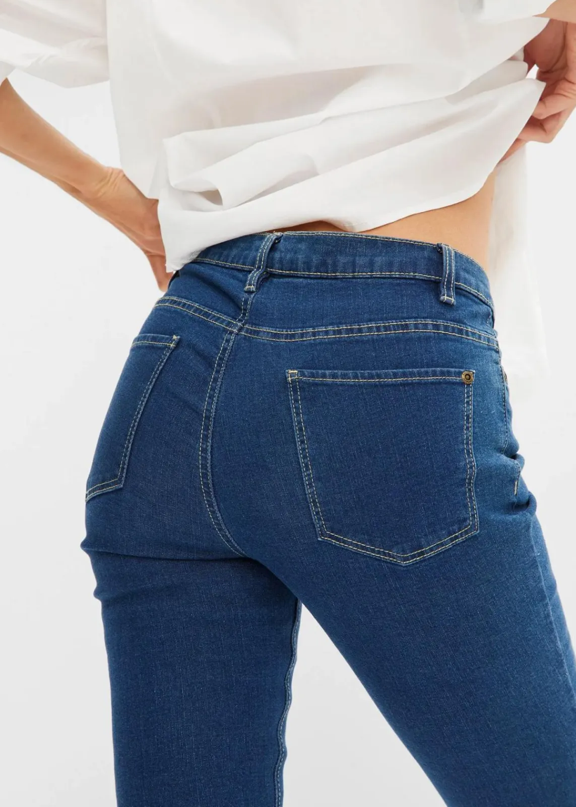 bonprix Bekleidung·Shirts & Tops|Jeans^Skinny Jeans Mid Waist, Stretch blau denim