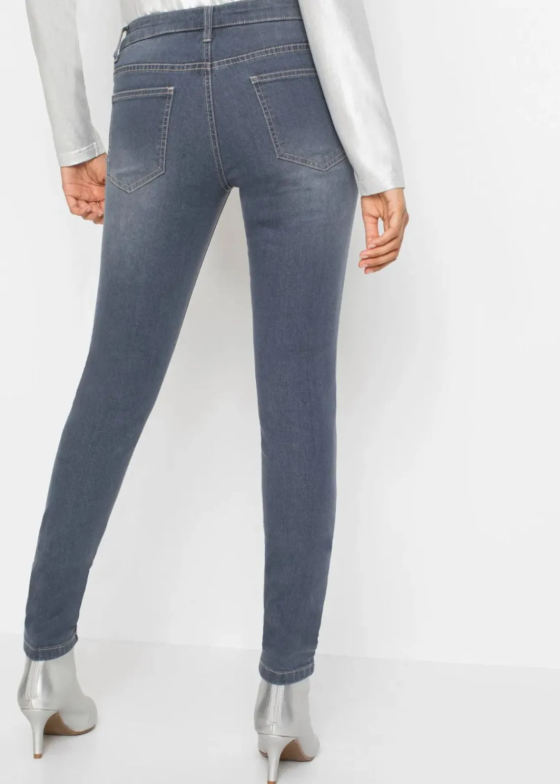 bonprix Bekleidung·Shirts & Tops|Jeans^Skinny-Jeans Low Waist mit Sternendesign blue grey denim