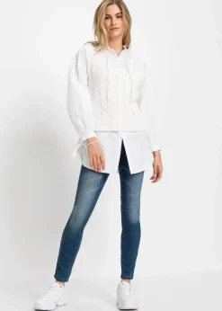bonprix Jeans|Bekleidung·Shirts & Tops^Skinny-Jeans, Mid Waist, cropped blau denim