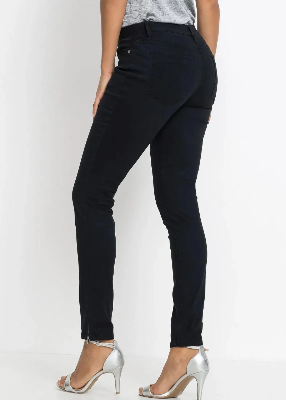 bonprix Bekleidung·Shirts & Tops|Jeans^Skinny-Jeans Mid Waist, cropped schwarz