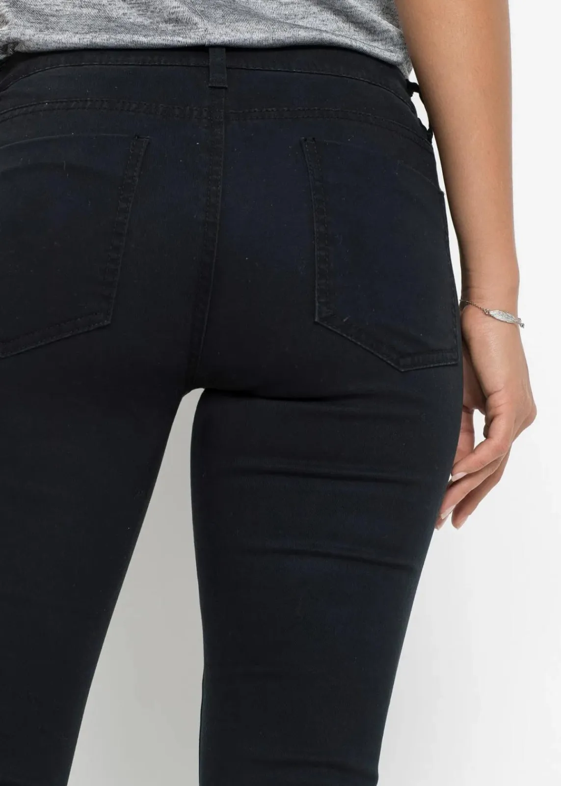 bonprix Bekleidung·Shirts & Tops|Jeans^Skinny-Jeans Mid Waist, cropped schwarz