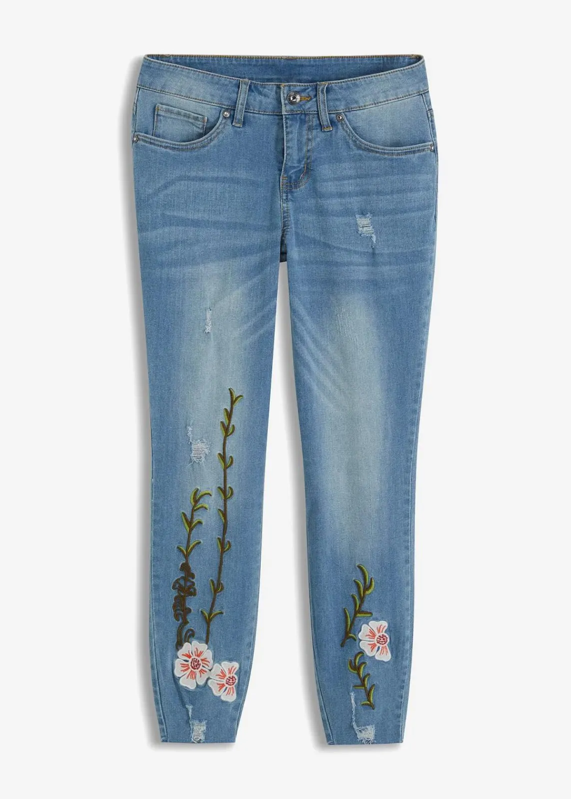 bonprix Jeans^Skinny-Jeans Mid Waist, Stretch hellblau denim