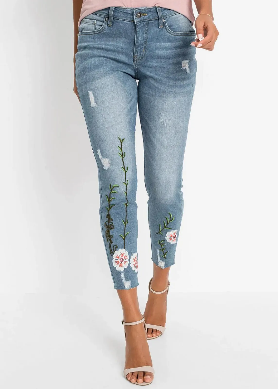 bonprix Jeans^Skinny-Jeans Mid Waist, Stretch hellblau denim