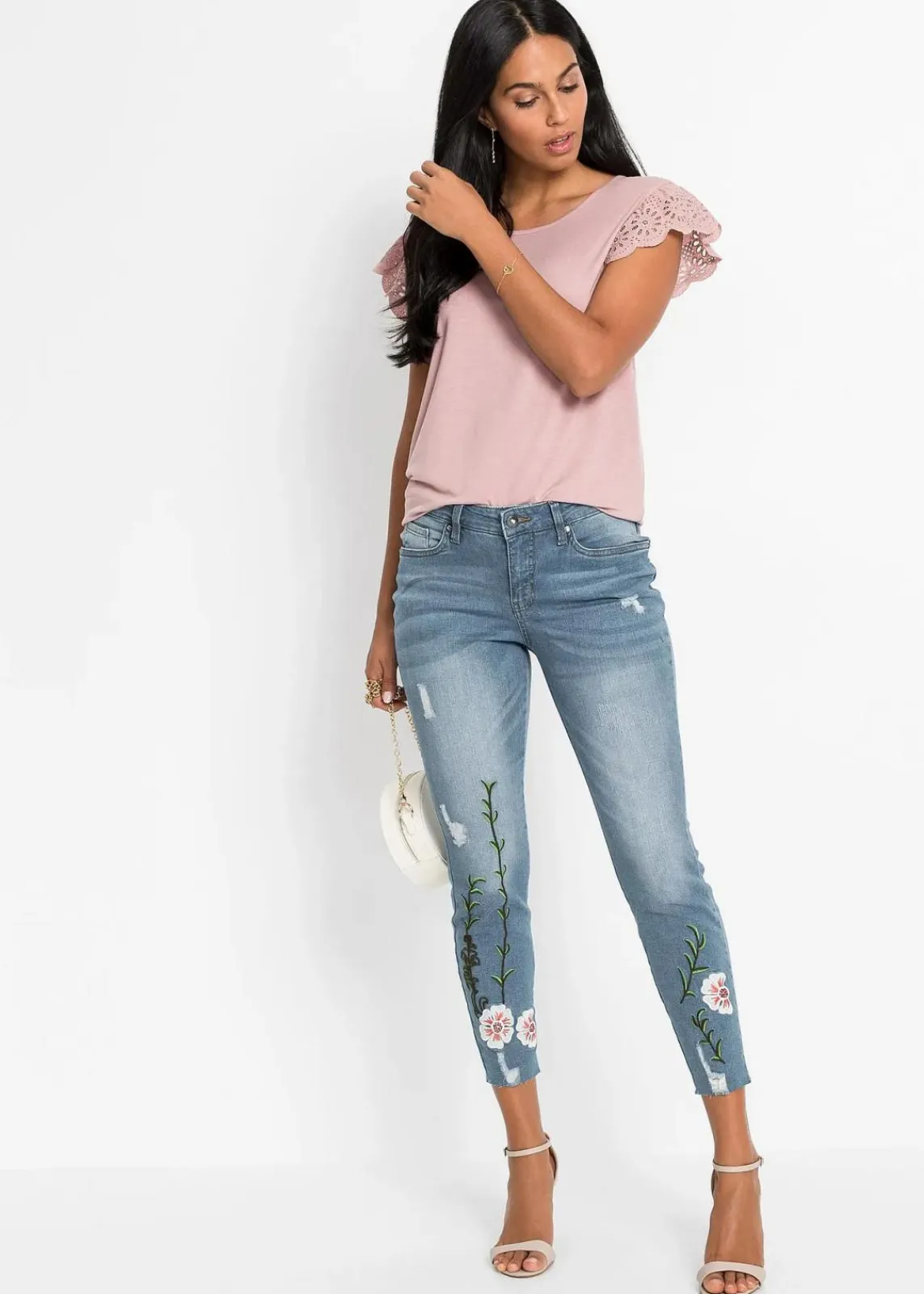 bonprix Jeans^Skinny-Jeans Mid Waist, Stretch hellblau denim