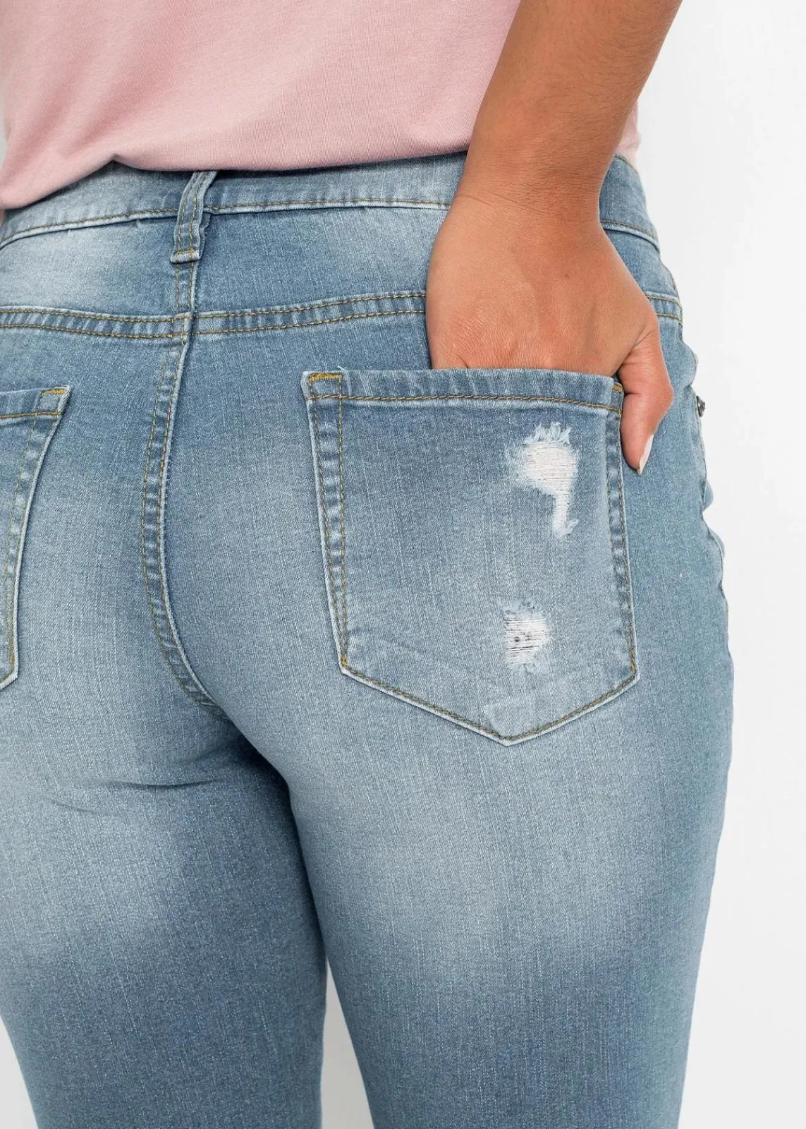 bonprix Jeans^Skinny-Jeans Mid Waist, Stretch hellblau denim