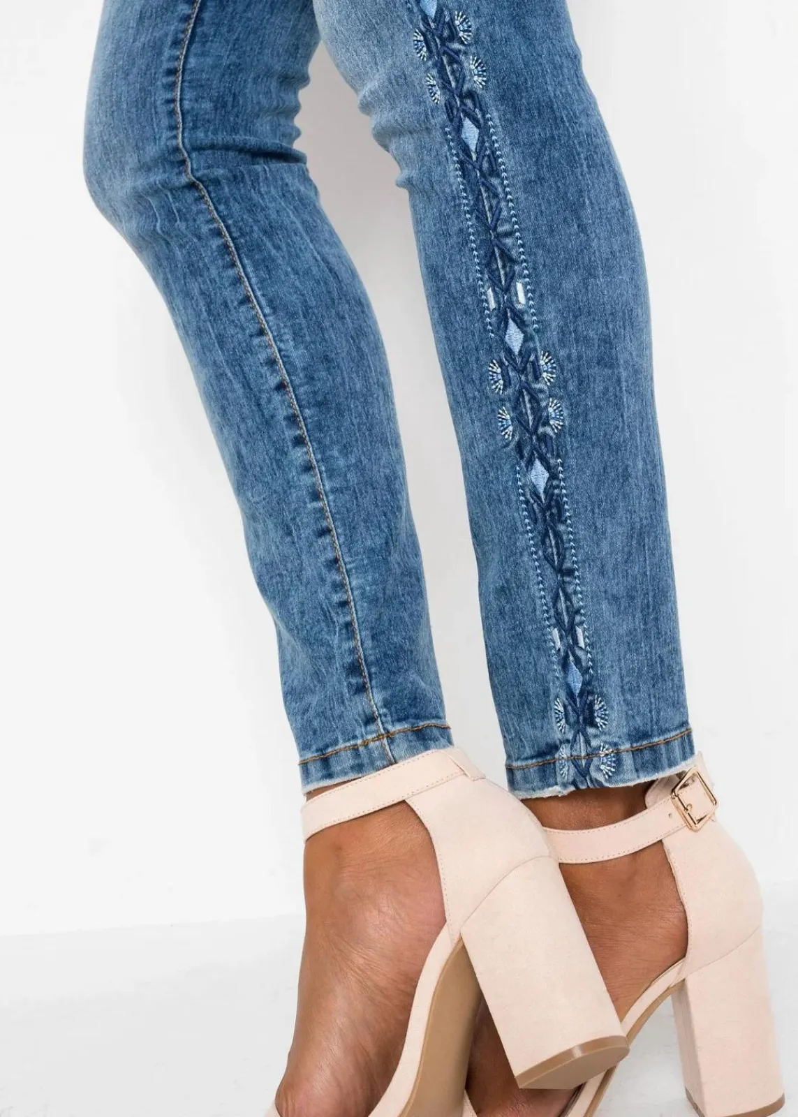 bonprix Bekleidung·Shirts & Tops|Jeans^Skinny-Jeans Mid Waist, Stretch blau denim
