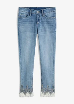 bonprix Bekleidung·Shirts & Tops|Jeans^Skinny-Jeans mit Spitze blau denim