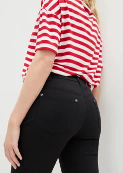 bonprix Bekleidung·Kleider^Slim Fit 7/8-Hose, High Waist schwarz