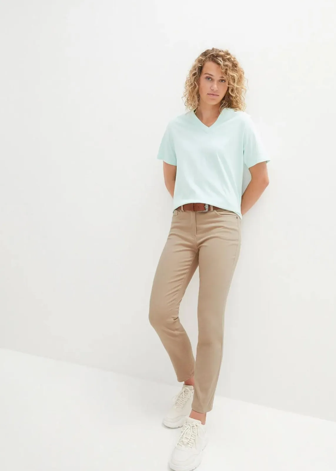 bonprix Bekleidung·Kleider^Slim Fit 7/8-Hose, High Waist sand