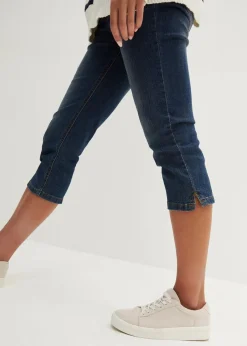 bonprix Jeans|Bekleidung·Shirts & Tops^Slim Fit Jeans Mid Waist, cropped dunkelblau used