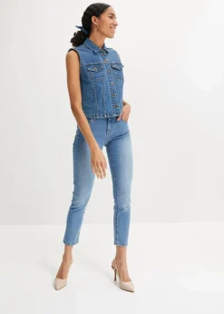 bonprix Jeans|Bekleidung·Shirts & Tops^Slim Fit Jeans Mid Waist, cropped hellblau used