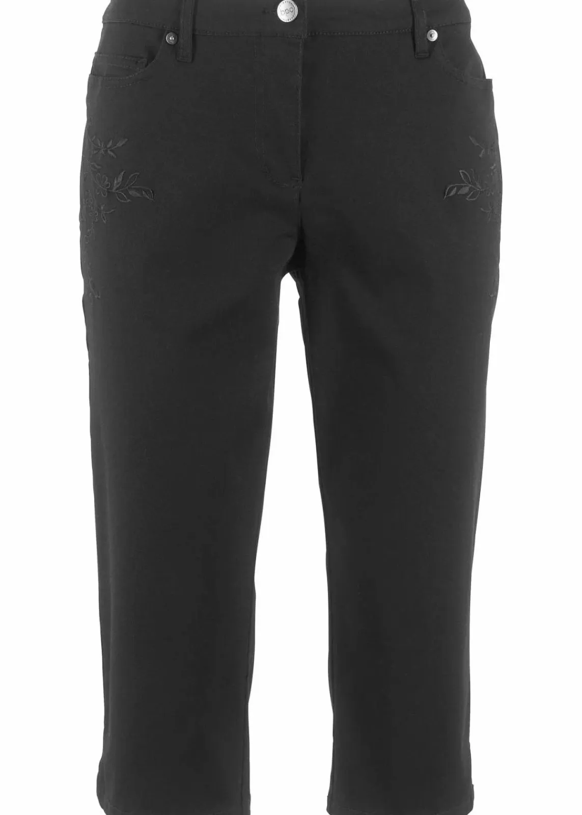 bonprix Bekleidung·Kleider|Hosen^Slim Fit Jeans, Mid Waist, cropped schwarz
