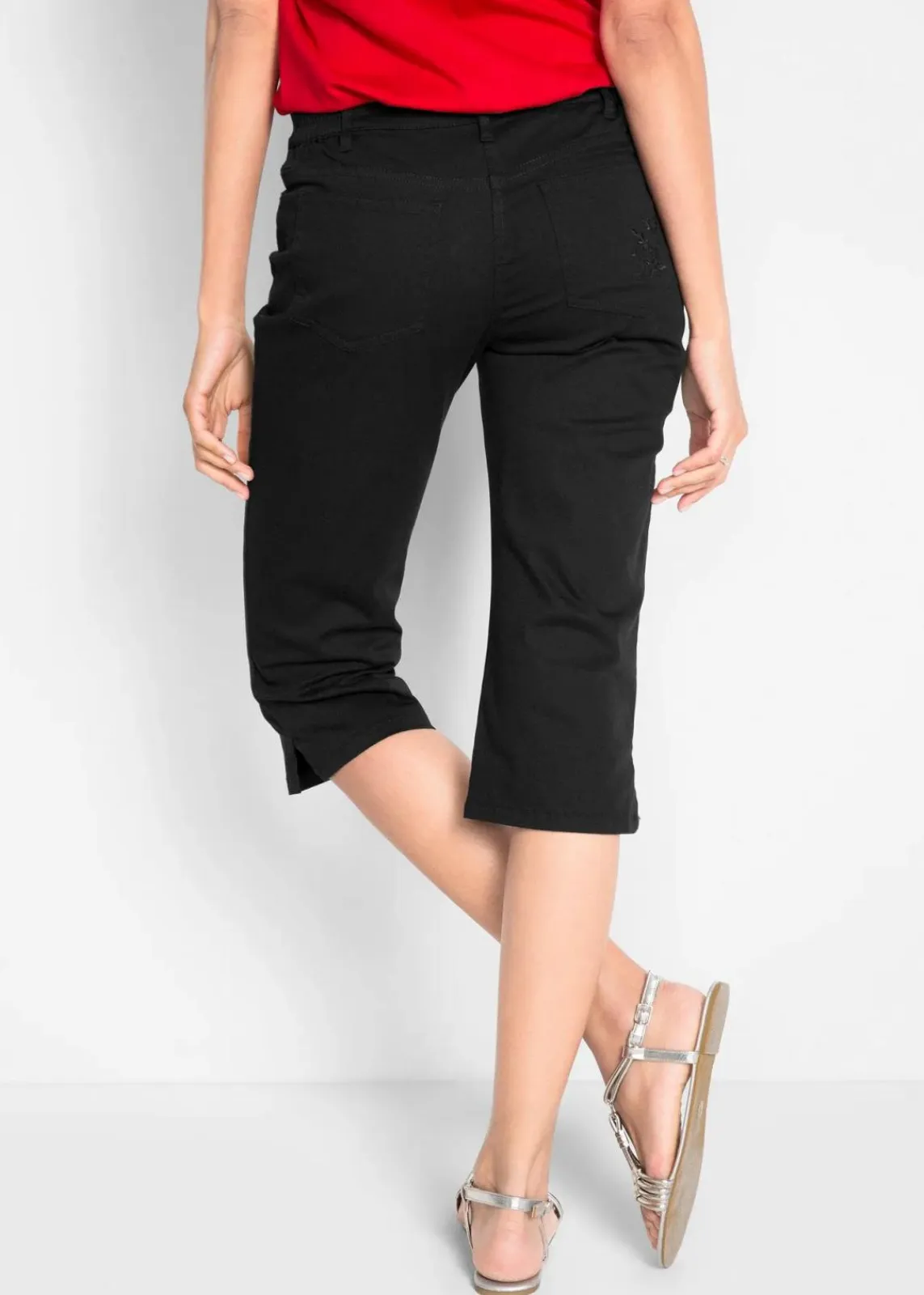 bonprix Bekleidung·Kleider|Hosen^Slim Fit Jeans, Mid Waist, cropped schwarz