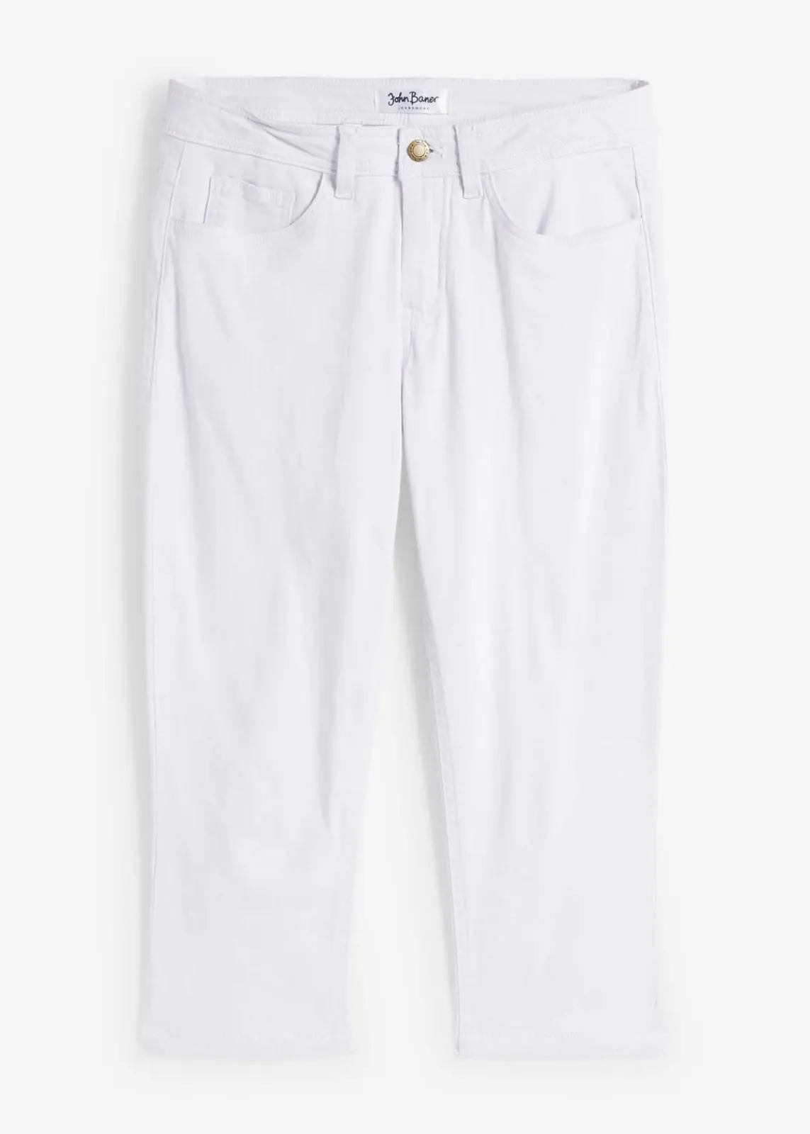 bonprix Jeans|Bekleidung·Shirts & Tops^Slim Fit Jeans Mid Waist, cropped weiß twill