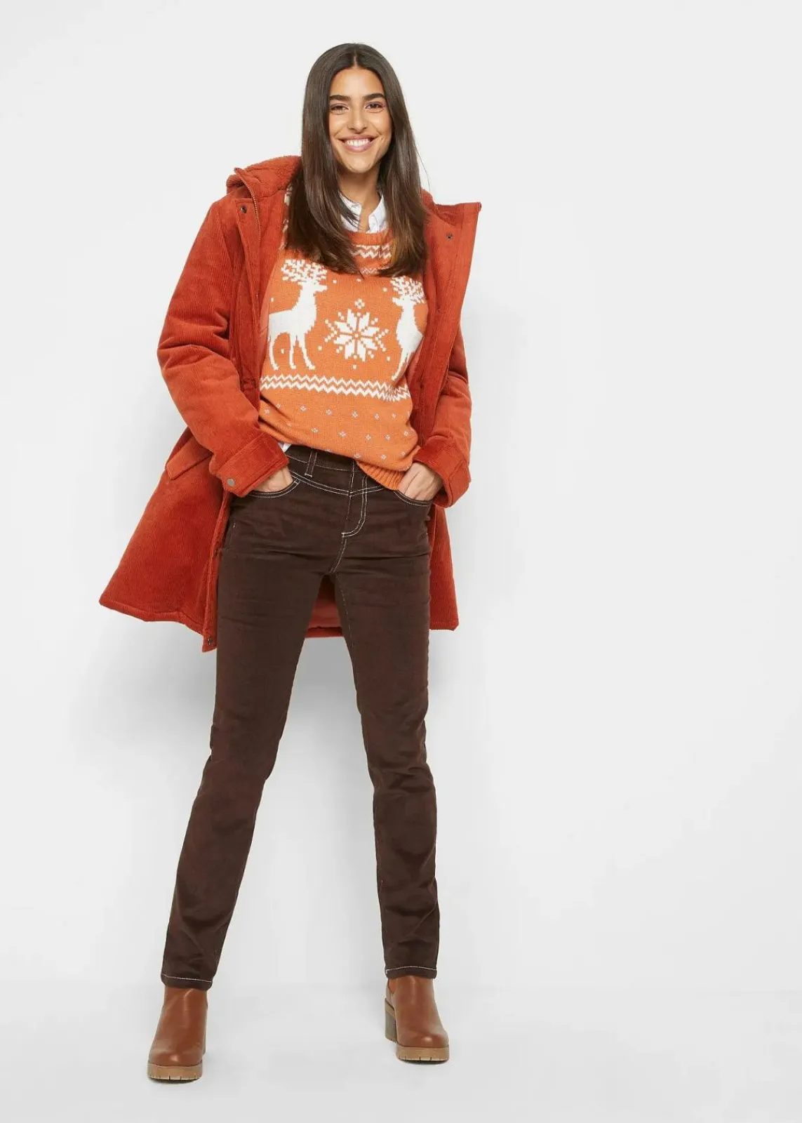 bonprix Bekleidung·Kleider|Hosen^Slim Fit Stretch-Cordhose dunkelbraun used