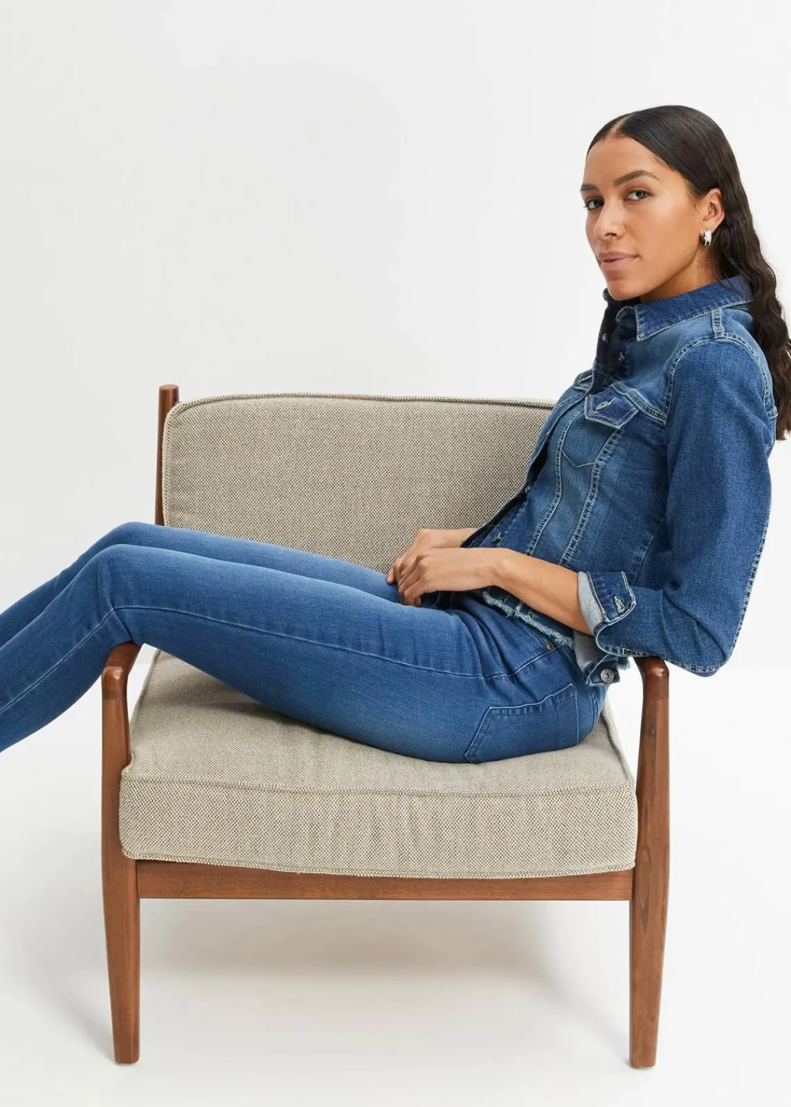 bonprix Bekleidung·Shirts & Tops|Jeans^Slim Jeans High Waist, Shaping blau used