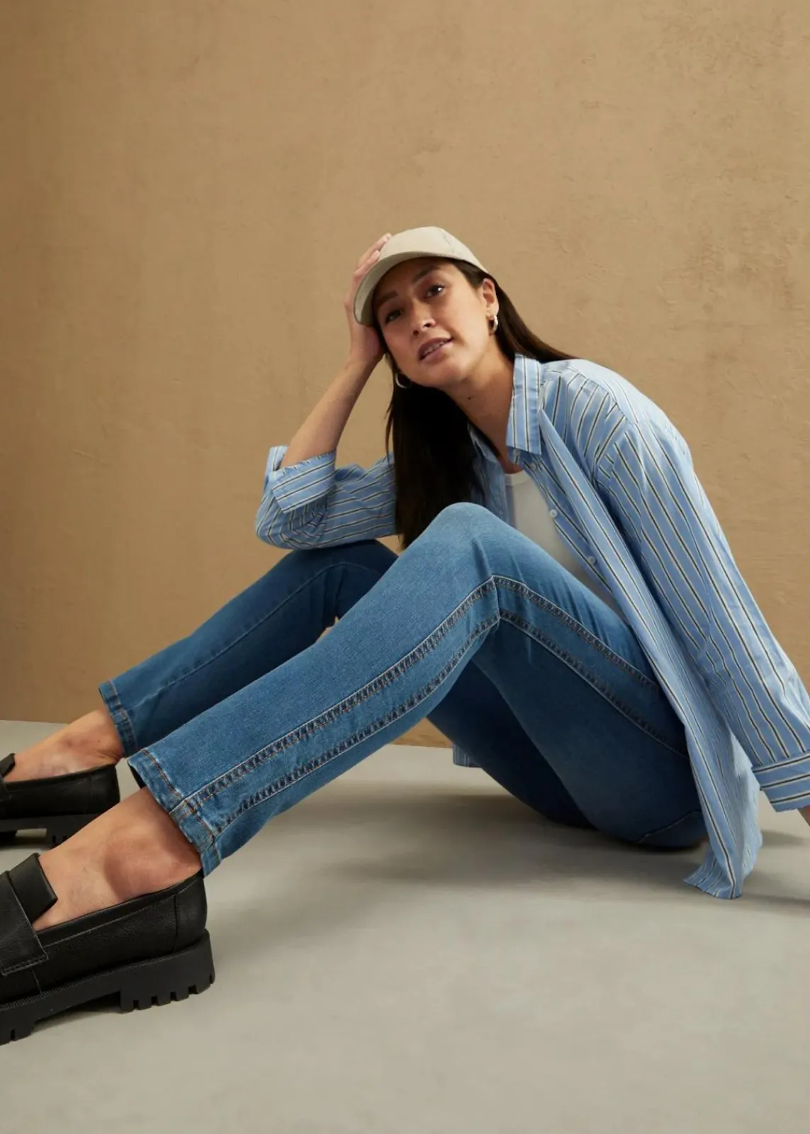 bonprix Jeans|Bekleidung·Shirts & Tops^Slim Jeans High Waist, Shaping blau used