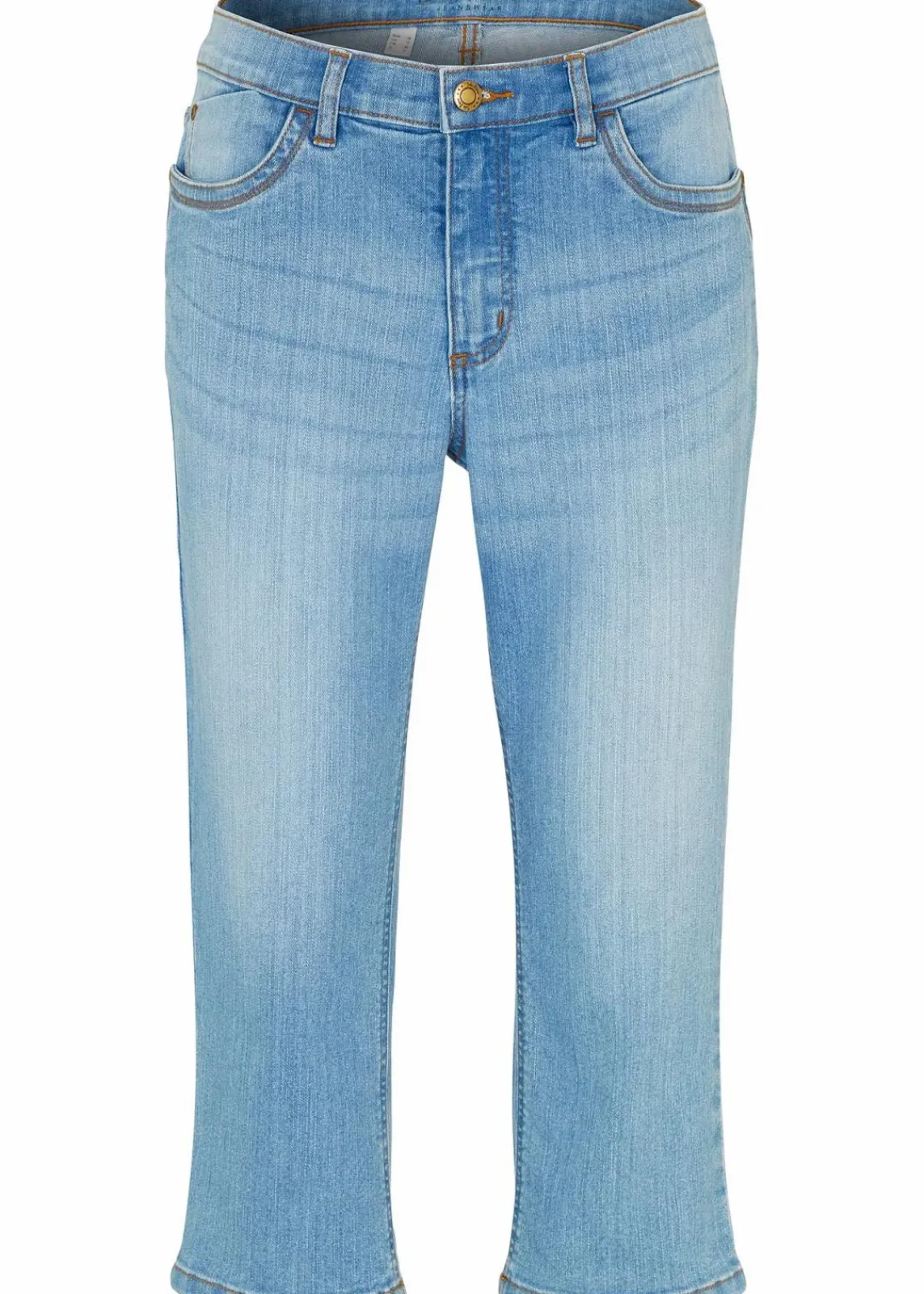 bonprix Jeans|Bekleidung·Shirts & Tops^Slim Jeans, Mid Waist, Capri hellblau denim used