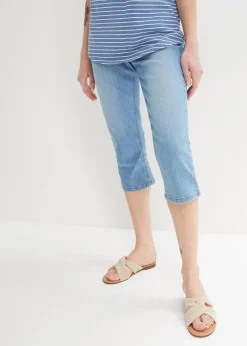 bonprix Jeans|Bekleidung·Shirts & Tops^Slim Jeans, Mid Waist, Capri hellblau denim used