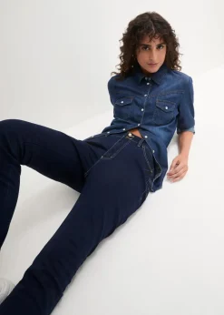 bonprix Bekleidung·Shirts & Tops|Jeans^Slim-Fit-Jeans High Waist, Super Stretch dark denim