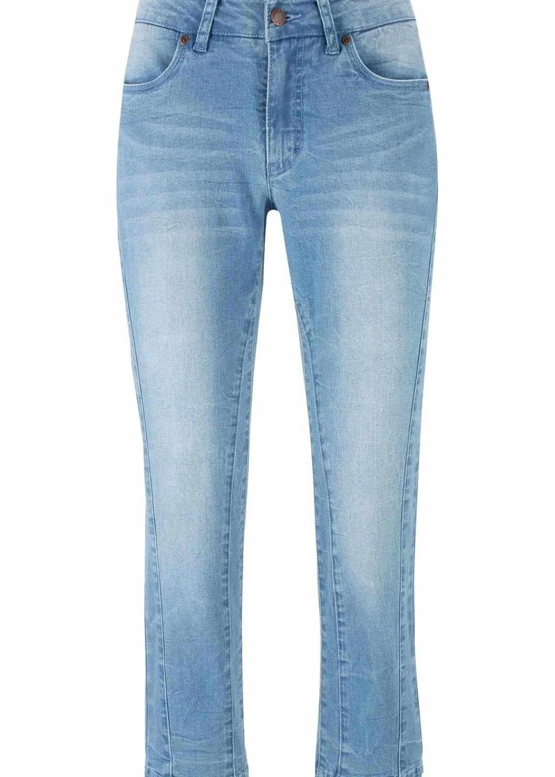 bonprix Bekleidung·Shirts & Tops|Jeans^Slim-Fit-Jeans Mid Waist, cropped hellblau used