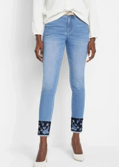 bonprix Jeans^Slim-Fit-Jeans Mid Waist, Stretch blau denim