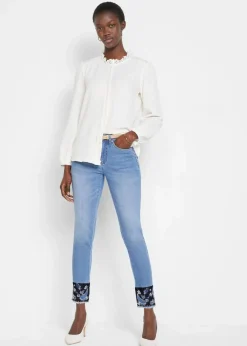 bonprix Jeans^Slim-Fit-Jeans Mid Waist, Stretch blau denim