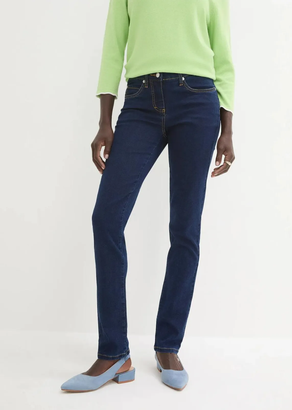 bonprix Jeans|Kurzgrößen^Slim-Fit-Jeans Mid Waist, Super Stretch darkblue stone