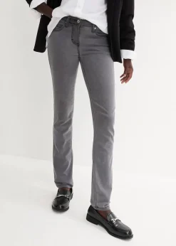 bonprix Jeans|Kurzgrößen^Slim-Fit-Jeans Mid Waist, Super Stretch grey denim